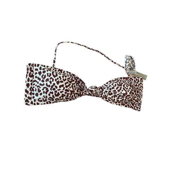 J.Crew Knot Bandeau Bikini Top Swimwear Leopard Print Brown Ivory Plus Size 3X - Picture 4 of 7